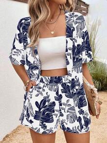 Conjunto de dos piezas para mujer para uso diario - Azul y blanco - Ver 1