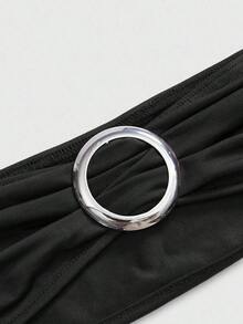 Top sin tirantes estilo retro Y2K para mujer, primavera/verano, con escote profundo y espalda descubierta, estilo callejero (incluye forro de tubo). - Negro - Ver 4