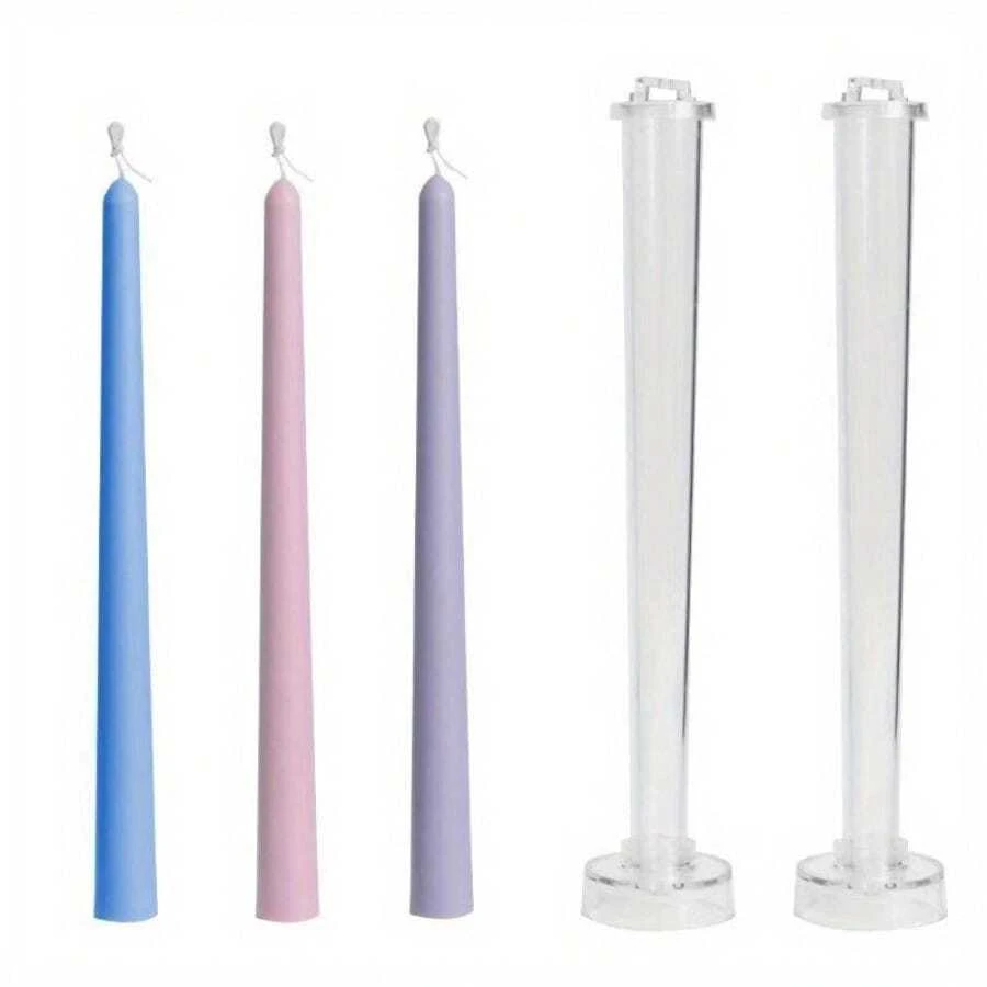 30cm DIY 長桿尖頭圓柱蠟燭模具，手工香氛蠟燭製作模具批發，塑膠 PC 模具套組，居家蠟燭製作工具，節日裝飾用品