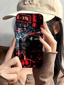 negro y rojo ciberpunk noche de lluviafunda de teléfono Fundas compatibles con ,Apple,VIVO,OPPO,,, y Honor.Fabricadas en silicona TPU,ofrecen protección contra golpes y caídas. - Negro - Ver 3