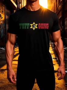 Camiseta de música reggae con logo de gong resistente, corte clásico, tejido premium suave y cómodo, para todas las estaciones, cuello redondo, adecuada para ocasiones casuales y deportivas, unisex, coleccionable - Negro - Ver 6