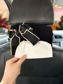 1pc Black Bow Tissue Box, Car Tissue Paper Holder, Decorative Storage Box For Automotive - Tissue Box - View 10