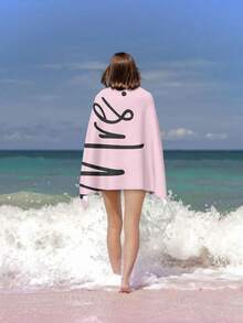 1/2pcs, Colorful Printed, Couple Beach Blanket, Beach Towel, Large Size Beach Towel, Soft Absorbent Striped Beach Bath Towel, Perfect For Travel, Vacation, Various Sports Towel, Bathroom Bath Towel, Pool And Camping Use, Essential Modern Bath Towel For Travel - Baby Pink - View 7
