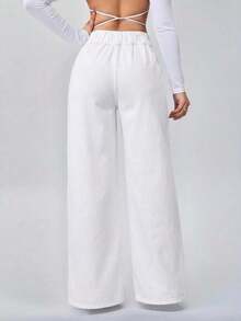 Tall Pantalones vaqueros para mujer de cintura alta, estilo casual, pierna ancha y recta, color azul, para mujeres de estatura alta - Blanco - Ver 2