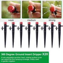 Automatic Irrigation Dropper, Garden Lawn Flower Bed 1/4 "Irrigation Dropper, Micro Spray Adjustable 360 Degree 8-Hole Full Circulation Water Flow Irrigation Dropper, Micro Spray Drip Irrigation System Accessories - Floor-mounted Drip Head - View 3