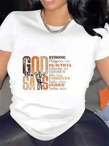 Camiseta Inspiradora para Mujer "El Amor y la Promesa de Dios", 180g, Cómoda y Casual, Regalo para Familiares y Amigos - Blanco - Ver 1