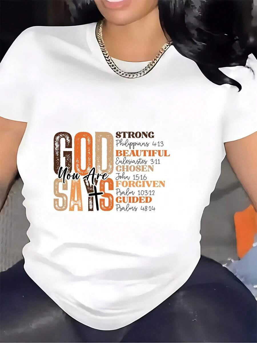 Camiseta Inspiradora para Mujer "El Amor y la Promesa de Dios", 180g, Cómoda y Casual, Regalo para Familiares y Amigos - Blanco - Ver 1