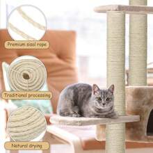 Cuerda de sisal para rascador de gatos de 1/4 pulgadas x 400 pies en total, cuerda de árbol para gatos y gatos, piezas de repuesto, cuerda de cáñamo, para estantes de gatitos, tableros, - como en la foto - Ver 7