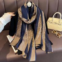 Bufanda larga de lujo para mujer, chal elegante, pañuelo Hijab para mujer, bufandas Retro suaves para ropa de viaje - CJ1213-3-Verde - Ver 7