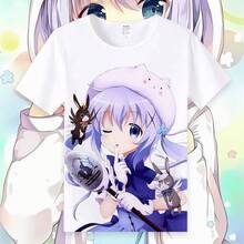 ¿Te gustaría pedir alguna mercancía de anime con temática de conejos? Camisetas de manga corta, ropa de anime de verano, estilo holgado. - Negro - Ver 8
