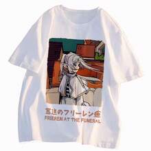 Camiseta de manga corta de Frieren at the Funeral con Himmel y Fern, ropa de anime de verano para adolescentes, corte holgado de verano. - Negro - Ver 10