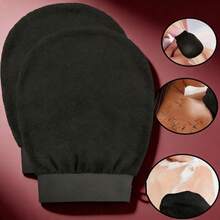 1 pieza Guantes de baño exfoliantes suaves - Guantes exfoliantes Hammam de doble cara para Body y rostro - Cepillo de baño de limpieza profunda, elimina el bronceado y masajea - negro - Ver 6