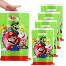10Pcs Super M-Ario Emerald Birthday Candy Bags With M-Ario Peach Luigi Toad Star Pattern For Fans Holiday Supplies Random Style - Multicolor - View 1