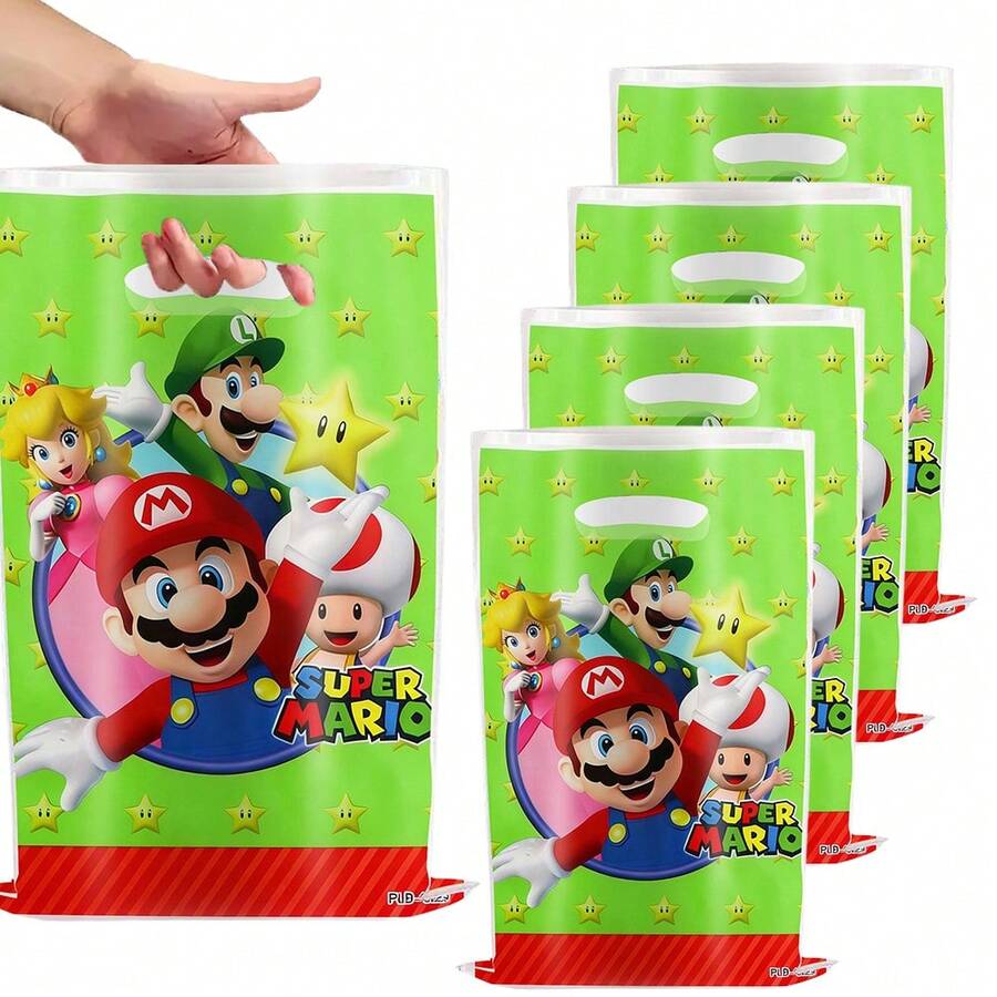10Pcs Super M-Ario Emerald Birthday Candy Bags With M-Ario Peach Luigi Toad Star Pattern For Fans Holiday Supplies Random Style - Multicolor - View 1