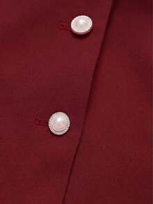 Set de 2 piezas Traje formal elegante de negocios: Blazer + Falda con abertura en el bajo - Burdeos - Ver 10