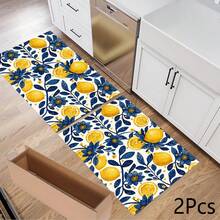1 pieza Alfombrilla absorbente/secado con diseño de flor de limón para cafetera, vajilla - Alfombrilla protectora de escritorio absorbente de poliéster con almohadilla antideslizante de goma, para decoración de la encimera de la cocina, bar en casa y mesa de comedor - Multicolor - Ver 9