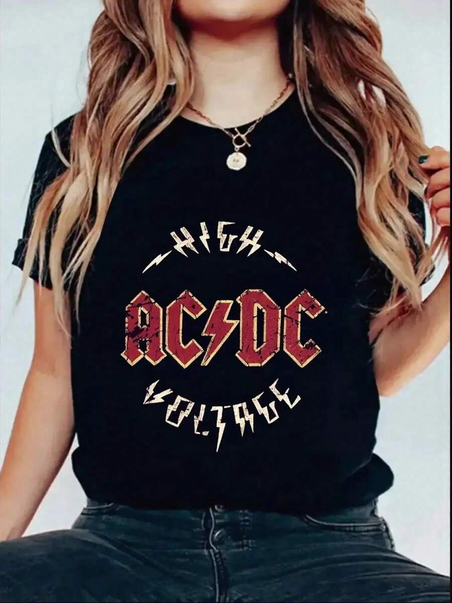 Camiseta para Mujer con Estampado de Diente y Pasta Dental, Manga Corta - Negro - Ver 1