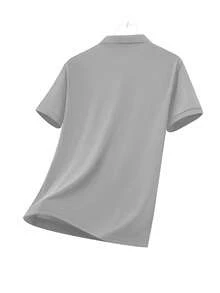 Men's Slim Fit Grey Polo Shirt, Lightweight & Breathable, Suitable For Casual, Office And Outdoor - Grey - View 3