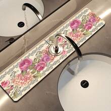 1pc Floral Pattern Faucet Cover, Durable Polyester, Quick Drying, Easy To Clean, Suitable For Kitchen And Bathroom, Easy Installation, Daily Decor, Gift, Bathroom Mat, Durable Faucet Cover, Faucet Accessory - Multicolor - View 8