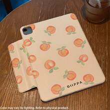 GIIPPA 1件裝 桃子印花 Y型折疊磁吸平板保護殼，PU皮革外層搭配硬質壓克力防彎曲背板，多角度支撐，自動休眠/喚醒，防震保護套附柔軟超細纖維內裡，可愛美學輕量設計，適合學校、辦公室及日常使用，相容於 iPad Mini 6/7, Air 2/3/4/5/11/13" (M2/M3 2024-2025), 5/6/7/8/9/10/11代, Pro 10.5/11/12.9" (2017-2025) - 彩色 - 查看 4
