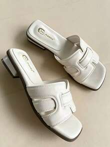 Nouvelles sandales ajourées, sandales à bride et talon bas pour femmes, chaussures de plage polyvalentes et décontractées pour l'été - Beige - Voir 6