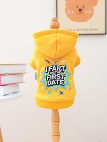 1 pieza Ropa para mascotas, Lindo atuendo para perros/gatos pequeños, Serie de sudaderas cómodas, Diseño de explosión de trasero, Adecuado para primavera y otoño - Amarillo - Ver 1