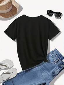 Camiseta Casual de Mujer Nueva Colección Otoño - Estampado Clásico Retrato, Cómoda y Elegante con Cuello Redondo para Deportes Correr Moda, Personalidad Divertida Suave Transpirable Ropa casual Fiesta Celebración Vacaciones Navidad Halloween Campus Graduación Regalo Unisex Pareja Hermana Conjunto - Negro - Ver 3