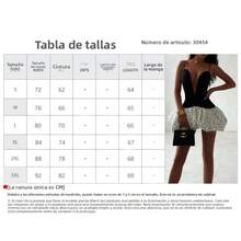 Vestido primavera 2026, cuello profundo V, diseño combinado lunares, estilo sensual chica trendy - Negro - Ver 6