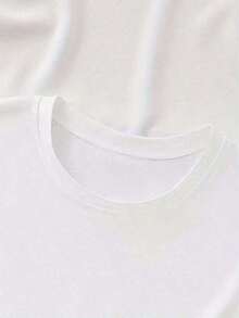 2026 Reversible Print T-Shirt, New European And American Collection, Short Sleeve Reversible Print T-Shirt For Brides, Casual Crew Neck T-Shirt, Women's Everyday Short Sleeve Crew Neck Casual Wear 2026 - Casual T-Shirt - 白色 - 查看 6