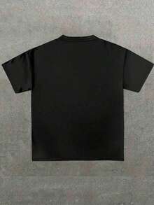 Camiseta de manga corta para mujer con estampado gráfico de ángel, ideal para actividades deportivas, entrenamientos y uso diario, corte cómodo y transpirable, de cuello redondo, confeccionada en poliéster, apta para primavera y verano. Envío nacional disponible en México. - Negro - Ver 2