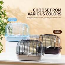 Portable Pet Carrier Cage For Parrots, Hamsters, Rabbits, Acrylic Transparent Travel Tote Bag, High-Quality Small Pet Carrying Case, Large/Small Size (Random Color) - Small Blue - View 2