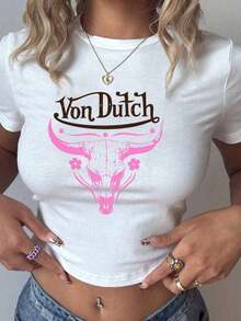 Van Dutch Motorcycles Speed Shop With Winged Eye Women's Casual Solid Color Crew Neck Short Sleeve Slim Fit Cropped T-Shirt Basic Summer Polyester Top, Versatile Everyday Wear, Perfect Gift For HerLoose And Comfortable, Tops, Summer Tops, Summer Outfits For Womer, Summer , Summer Clothes, Shirts, Vacation Outfits Women, Tops For Women, Spring Outfits For Women, Blusas Bonitas De Mujer, , Top, Western Outfits For Womer, Cute Tops, White Tops, Going Out Tops Women, Shirts For Woman, Y2k, Crop Top, White Tor, Casual Streetwear, Summer Oversized Tee, Loose Fit T Shirt, Vintage Graphic Tee, Retro Street Style, Soft Cotton Top, Breathable Summer Tee, Drop Shoulder Tee,  Casual Top, Daily Wear T Shirt, Boyfriend Style Tee, Grunge Vintage Tee, Y2K Streetwear Top, Casual Loose Top, Oversized Graphic Tee, Summer Casual Tee, Street Style T Shirt, Vintage Washed Tee, Retro Graphic Top, Loose Casual T Shirt - Red 8 - View 6