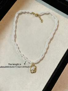 1 chiếc vòng cổ choker ngọc trai giả cao cấp, thanh lịch, nhẹ nhàng, đa năng, tối giản, độc đáo kiểu Pháp, phù hợp cho nữ giới đeo hàng ngày, hẹn hò, cưới hỏi, lễ hội và dự tiệc. - Vòng cổ ngọc trai hình học - Xem 5