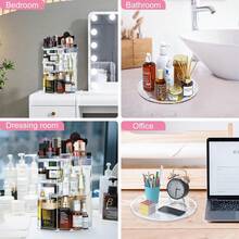 360 Degree Rotating Desktop Storage Rack Acrylic Box Makeup Vanity Lipstick Skincare Storage Box Cosmetic Display Stand, Suitable For Vacation Beach, Bathroom, Bedroom And Other Occasions, Large Capacity - Multicolor - View 3