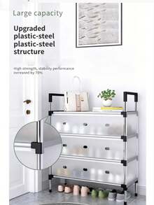 Simple Shoe Rack, Entryway Shoe Rack, Home Dorm Storage Rack, Hallway, Corridor, Bedroom, Multi-Layer Dust-Proof Shoe Rack, Large Capacity Shoe Cabinet, Shoe Storage, Shoe Organizer, Space-Saving Shoe Cabinet, Storage Rack - Multicolor - View 7