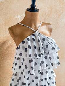 Nuevo vestido elegante y romántico para invitados de boda, de unicolor, con espalda descubierta, multicapa con volantes de gasa, minivestido, adecuado para estilo bohemio, boho, flores románticas, vacaciones, fiestas florales, citas, San Valentín, - Multicolor 2 - Ver 6