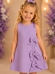 Children's Dress Blogger Elegant Charming Girl Details In Bows On The Sides Fashion Look Light Perfect Comfortable Sophisticated Party Outing Gift Usual Fashion Comfortable Mini Diva Loose  Delicate Versatile Practical Photo Shoot Fashion Skirt Flared - 紫丁香色 - 查看 1