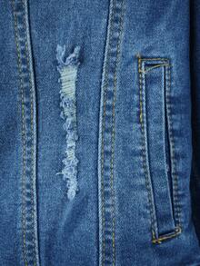 Slim Denim Jacket With Premium Distressed Details,  Urban Style. - Medium Blue 3NZY06 - View 7