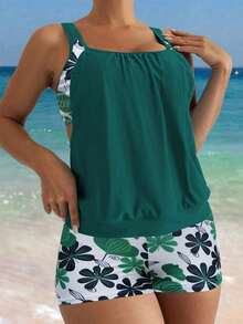 Swim Lushoire Set de 2 piezas - Tankini con tirantes finos para vacaciones en la playa - Multicolor 5 - Ver 4