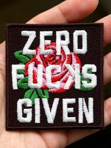 1 miếng vá thêu ủi hình hoa hồng với dòng chữ "Zero F**Ks Given" (Không quan tâm) - Nhiều màu - Xem 1