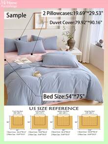 Bộ ga trải giường 2/3 món màu xanh nhạt và hồng nhạt, gồm 1 vỏ chăn và 2 vỏ gối, chất liệu dệt may mềm mại và thoải mái, thân thiện với da, nhiều màu sắc để lựa chọn, phù hợp cho ký túc xá, trang trí nhà cửa đơn giản và thời trang, bộ ga trải giường phòng ngủ mềm mại và thoải mái, bộ sản phẩm thời trang, có thể giặt máy, không kèm ruột chăn. - Màu xanh nhạt - Xem 3