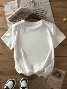 Camiseta de cuello redondo con estampado de limones, estilo deportivo casual de verano para mujer, manga corta - Camiseta de algodón de manga corta y cuello redondo estilo vintage urbano unisex para mujer. blusas.blusas casuales para dama. - Blanco - Ver 3