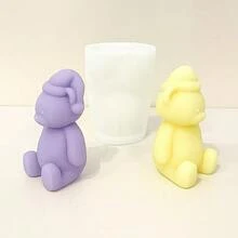 Cute Bear Candle Silicone Mold DIY Cartoon Hat Bear Handmade Wax Melts Plaster Diffuser Desktop Decor Mold, Resin Craft Decoration Mold - Bear - View 3