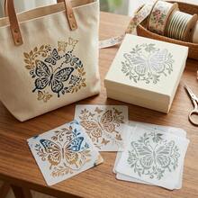 4 Pcs Honeybee & Butterfly Painting Stencils, Reusable Insect Floral Vine Templates For Painting On Wall, Fabric, Canvas, Scrapbook, Journal, DIY Craft Supplies For Home Decor, Nature Aesthetic Hollow-Out Stencils - Sets - View 3