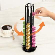 1pc Wrought Iron Coffee Capsule Storage Rack, Vertical Rotating Design, Fits Multiple Sizes, Non-Slip Base, Suitable For Home Coffee Corner, Daily Coffee Storage, Coffee Accessory Organizer - Multicolor - View 6