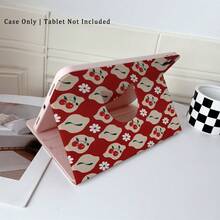 1pc Red Cherry & Daisy Print 360° Rotatable Protective Tablet Case ,Multi-Angle Magnetic Stand Cover With Auto Sleep/Wake Function, Compatible With IPad PRO/AIR, Compatible With SAMSUNG,Compatible With XIAOMI Pad 5/6/7,Compatible With Huawei Matepad - Multicolor - View 5