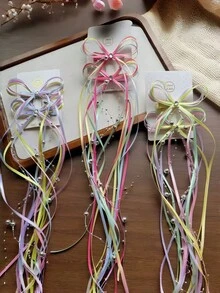 2个少女蝴蝶结发夹，优雅芭蕾舞风格发饰，适合日常使用 - 彩色 - 查看 4