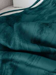 LUNE Loose Ink Paint Print Satin Loose Fit Trousers - Dark Washed Blue - View 4