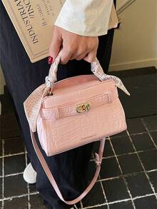 Fashionable Versatile Contrast Color Casual Tote Bag For Women - Pink - View 3