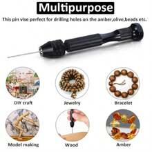 Juego de brocas de taladro micro y alicates, brocas de corte mini, adecuado para resina, cuentas, arcilla polimérica, manualidades, joyería DIY, proyectos de modelado (negro) - 11 piezas - Ver 4